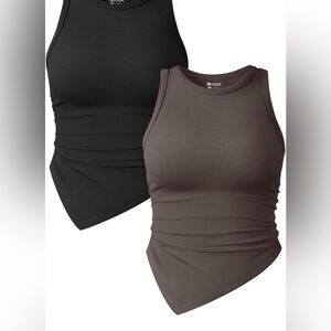 NWOT Women’s Ribbed Asymmetrical Tank Top - bundle-Black & Brown size S